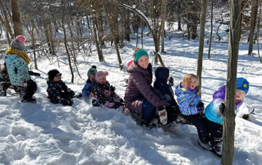Shannon in winter woods