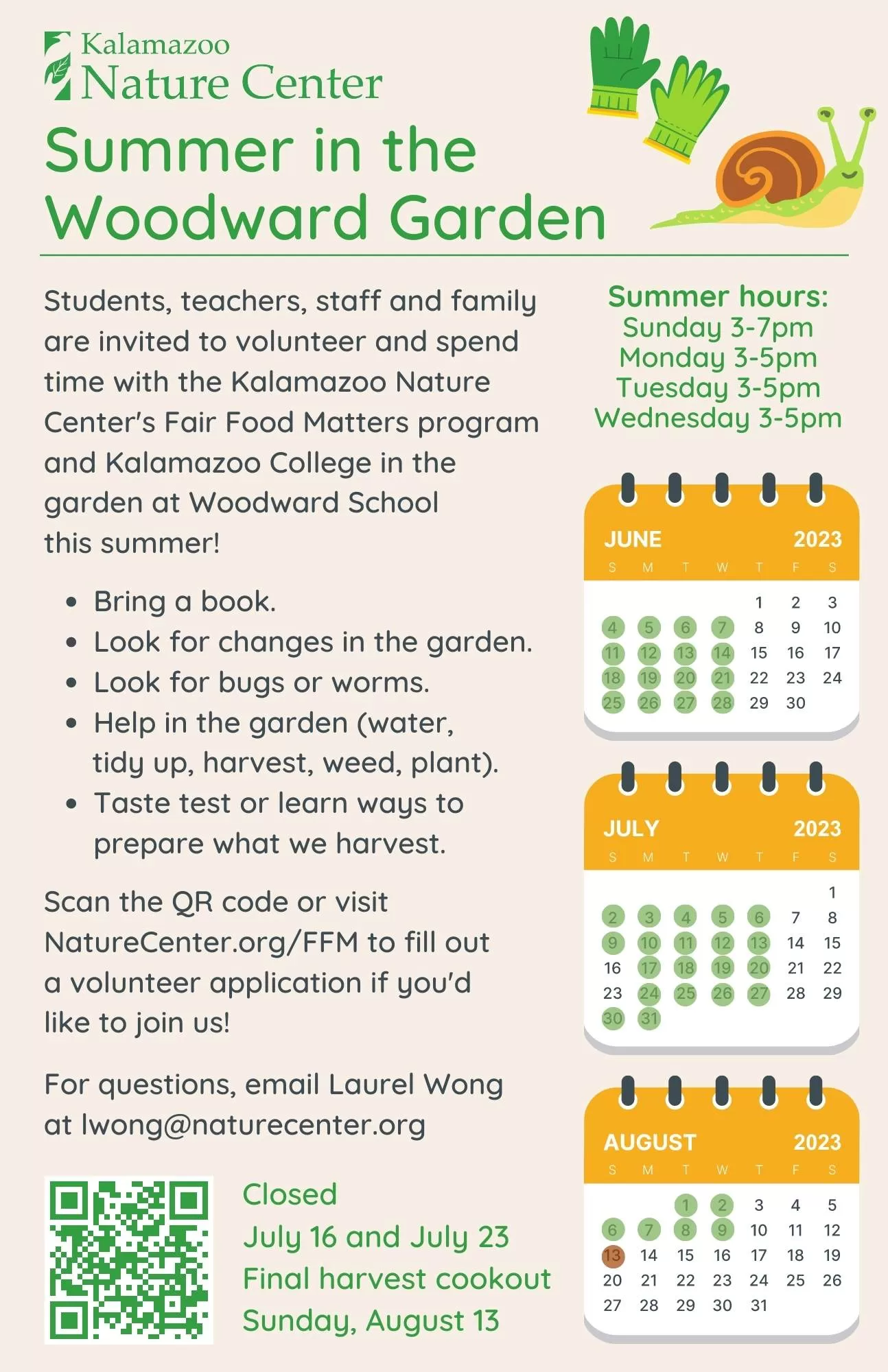 Fair Food Matters Summer Schedule