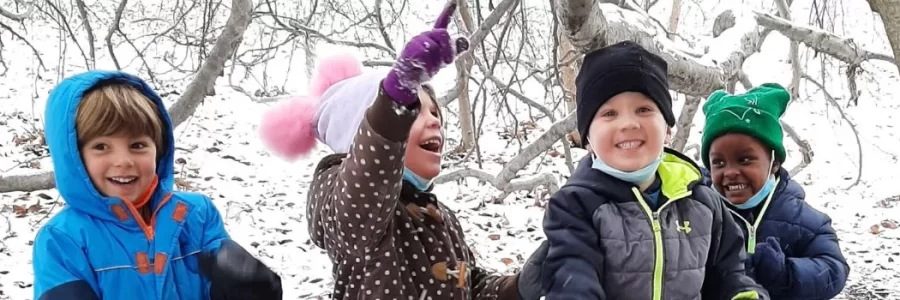 Kids outside in snow