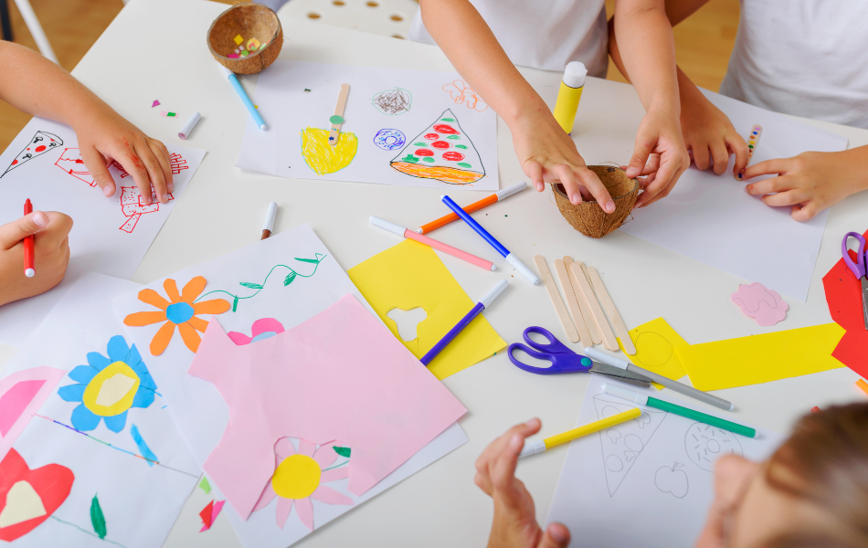 Children making art