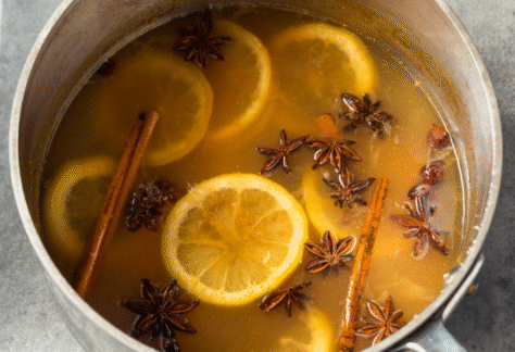 Fire cider cooking in a pot