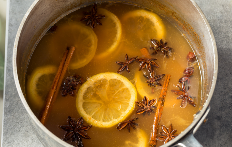 Fire cider cooking in a pot