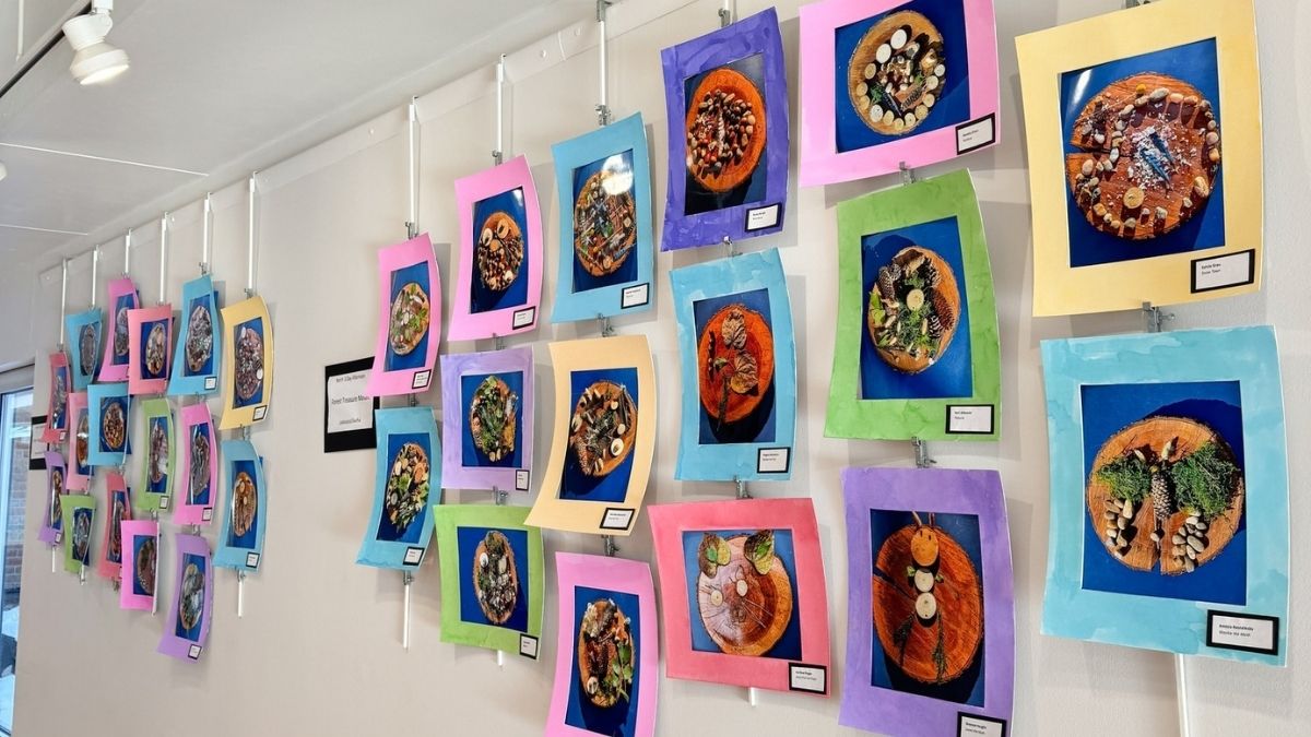 colorful nature art on walls in gallery
