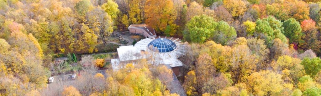 Kalamazoo Nature Center visitor center in fall
