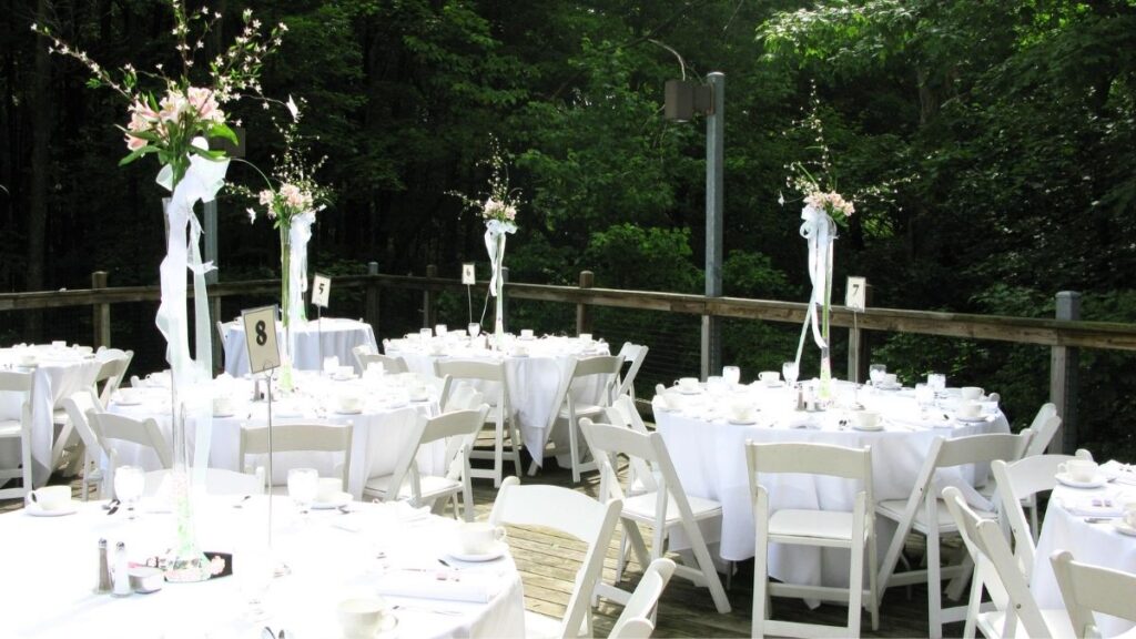 Outdoor wedding in wooded area